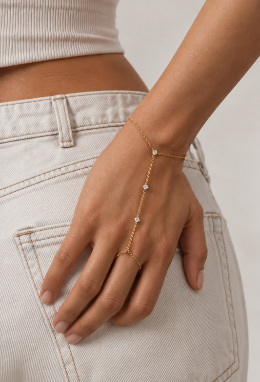Zirconia Hand Chain | 18K Gold